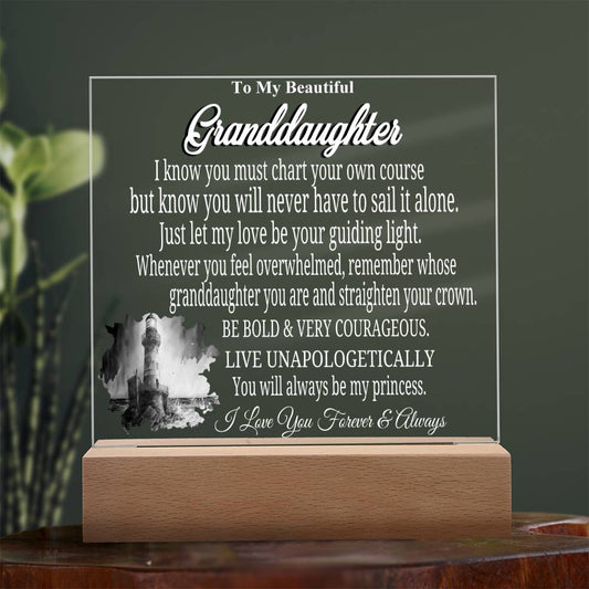 PRECIOUS GRANDDAUGHTER GIFT FROM GRANDPARENT ACRYLIC SQUARE MULTI-COLOR NIGHTLIGHT