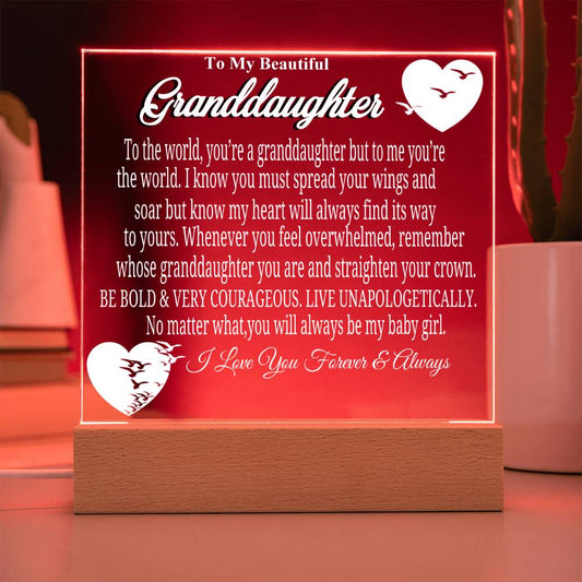 AWESOME GRANDDAUGHTER GIFT ACRYLIC SQUARE NIGHTLIGHT GIFT FROM GRANDPARENT