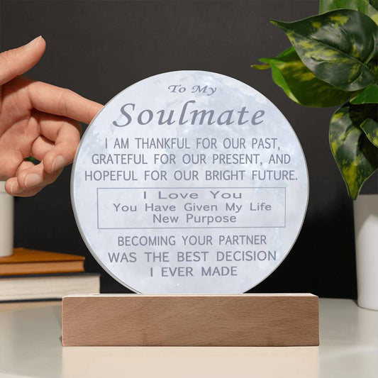 To My Soulmate You Give My Life New Purpose Acrylic Nightlight