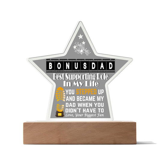 Gift For Bonus Dad Stepdad LED Acrylic Star Plaque